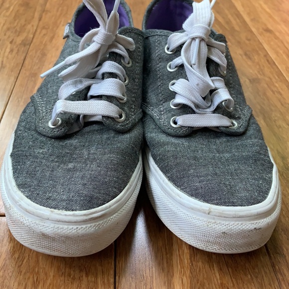 VANS Black Heathered Canvas Tie Sneakers sz 8.5 - Picture 3 of 7